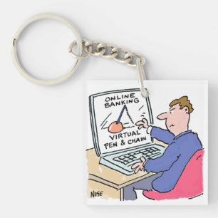 På Computer Online Banking Funny Tecknad