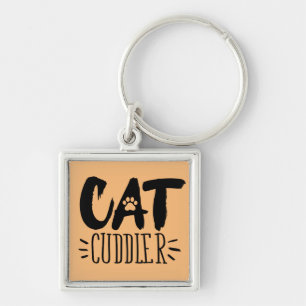 på Cuddler Lycklig Cuddler Aesthetic Cat Bilder Fyrkantig Silverfärgad Nyckelring