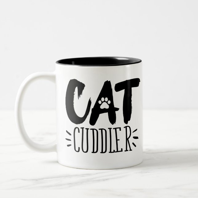 på Cuddler Lycklig Cuddler Aesthetic Cat Bilder Två-Tonad Mugg (Vänster)