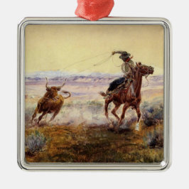 "På damen" av Charles M Russell Julgransprydnad Metall