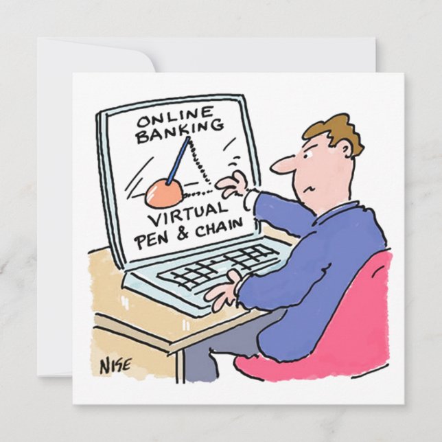 På dators onlinebank Rolig tecknad serie Julkort (Framsida)