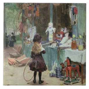 På de Champs-Elysees trädgårdarna c.1897 (gouac Kakelplatta