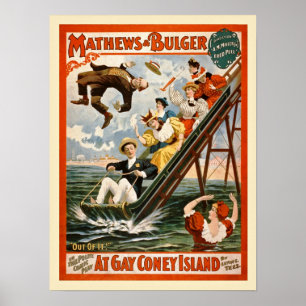 På den glada Coneyövintage affisch