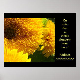 På denna dag föddes en söt dotter! konsttryck poster
