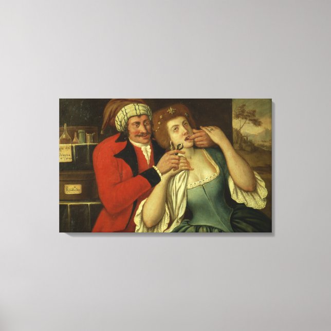 På dentisten (olja på canvas) canvastryck (Framsida)