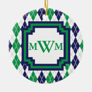 På det gröna Argyle-ornamentet Julgransprydnad Keramik