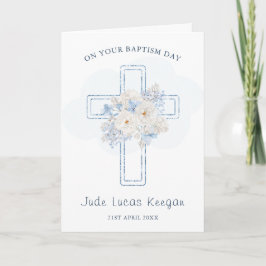 På din baptism Blue Blommigt Kor Kort