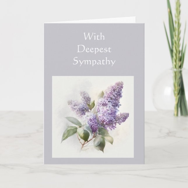 På djupt sympati med Garden Flower Lilac Kort (Framsida)