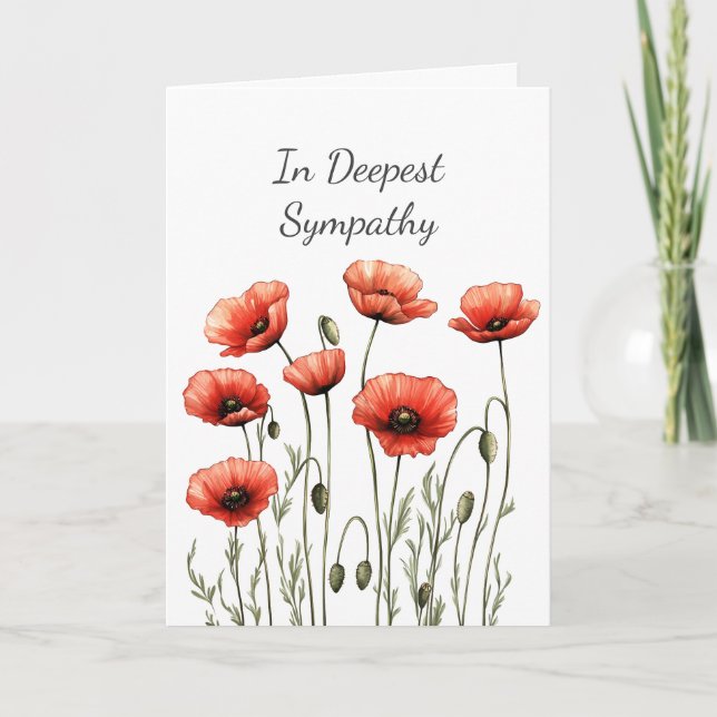 På djupt sympati med Red Poppy Garden Flower Kort (Framsida)