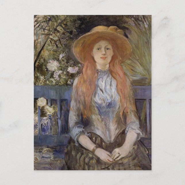 På en bänk av Berthe Morisot vykort (Framsida)