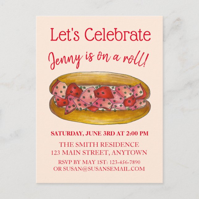 På en hummerbulle Grattis Maine ME matie Inbjudan Vykort (Framsida)