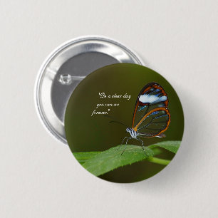"På en klar dag": Glasswing Butterfly Design Knapp