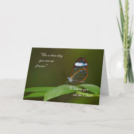 "På en klar dag": Glasswing Butterfly Design Kort