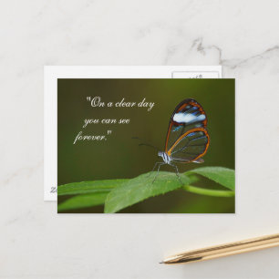 "På en klar dag": Glasswing Butterfly Design Vykort