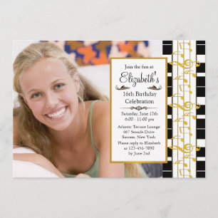 På en lycklig notera fotofödelsedaginbjudan inbjudningar