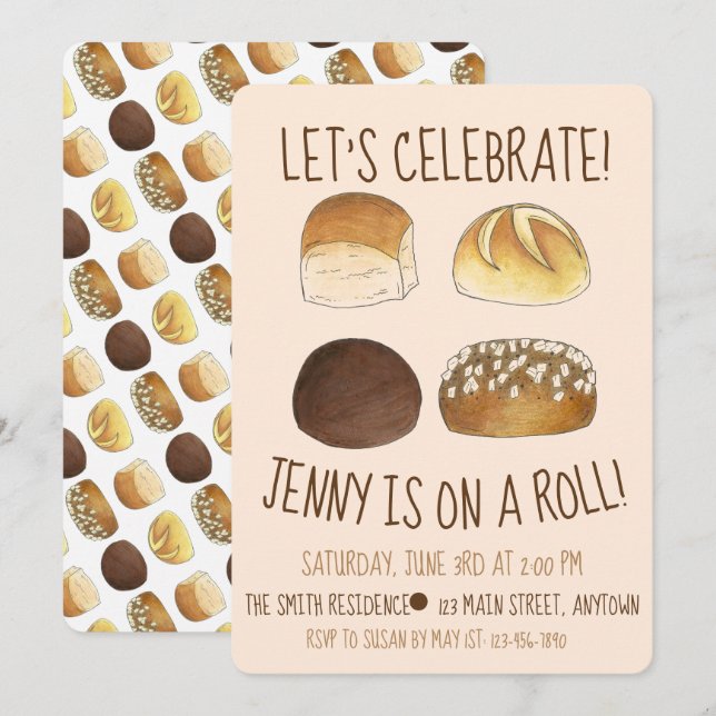 På en roll Låt oss Celebrate Grattis Party Inbjudningar (Fram/baksida)