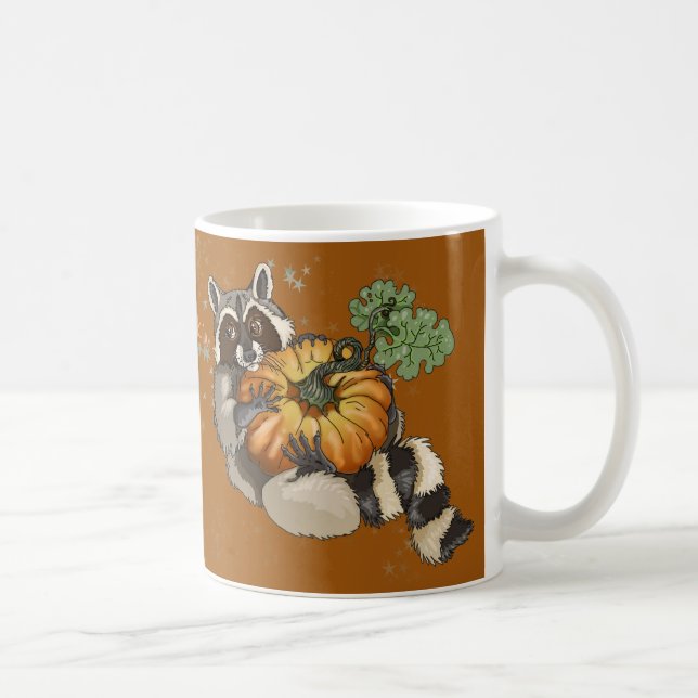 På en rulle Raccoon Pumpkin Höger Kaffemugg (Höger)