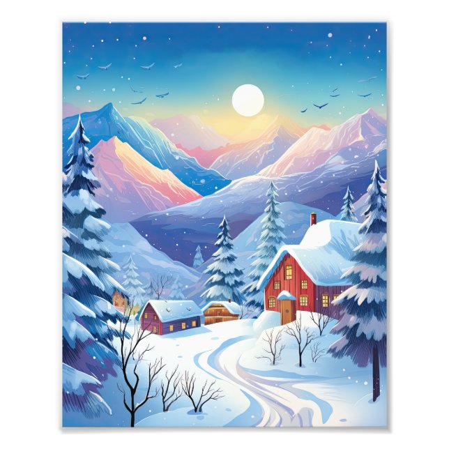 På en snömorgon fototryck (Framsidan)