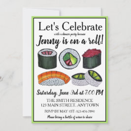 På en (Sushi) roll Grattis Firande Inbjudningar