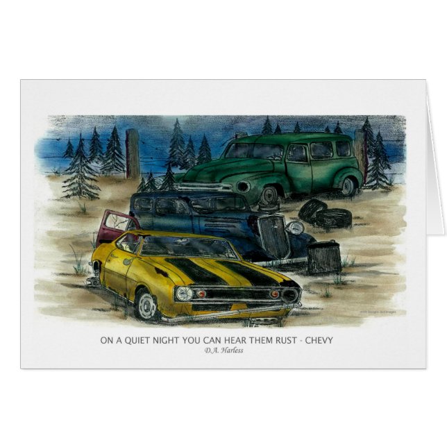 PÅ EN TYST NATT KAN DU HÖRA DEM ROSTA - CHEVY w- Hälsningskort (Framsidan Horizontal)