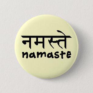 På engelska Namaste och Hindi Knapp