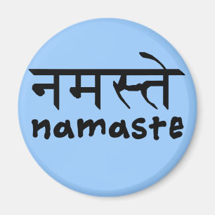 På engelska Namaste och Hindi Magnet