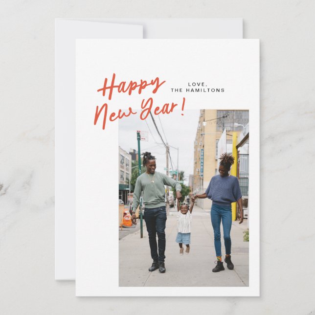 På ett slant nytt, platt foto-kort julkort (Framsida)