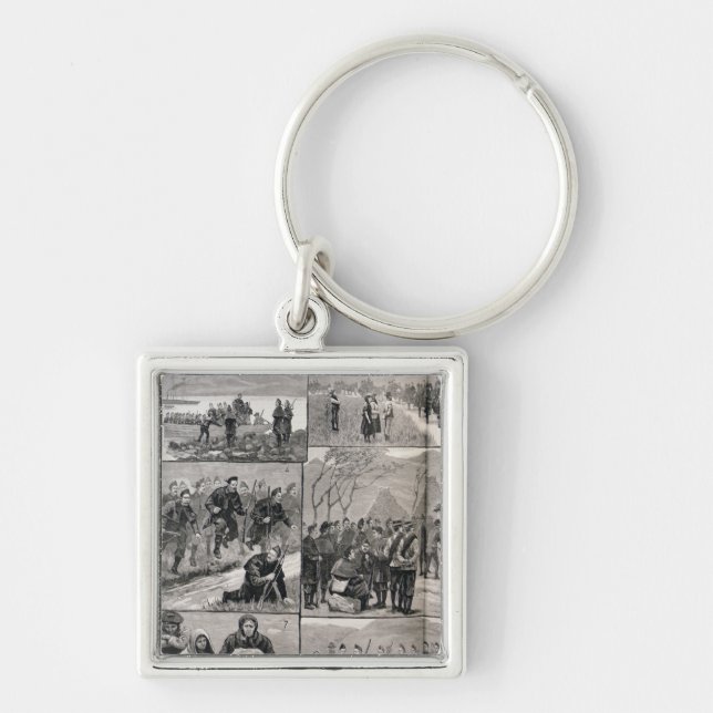 På Evictionarbetsuppgift i Irland Fyrkantig Silverfärgad Nyckelring (Framsidan)