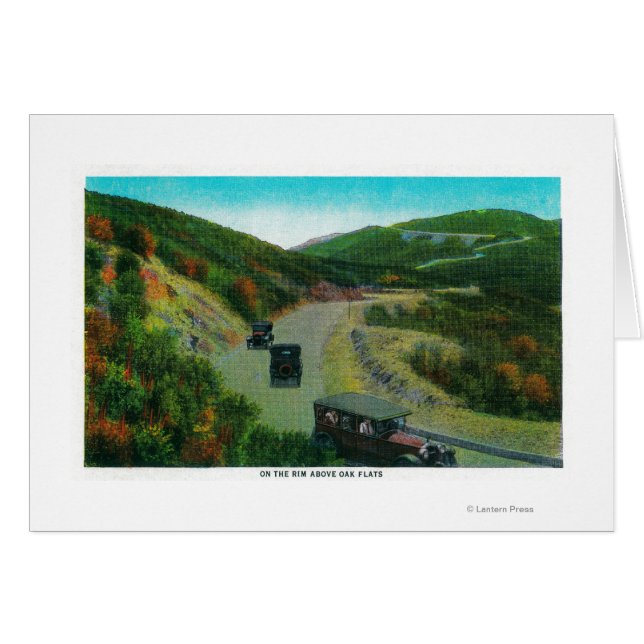 På fälgen ovanför Oak FlatsRidge Route, CA Hälsningskort (Framsidan Horizontal)