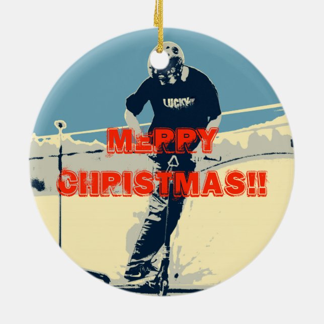 På fälgen - Stunt Scooter Rider Julgransprydnad Keramik (Baksidan)