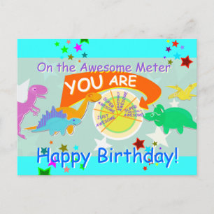 På Fantastisk Meter du Tecknad Dinosaur Birthday Vykort