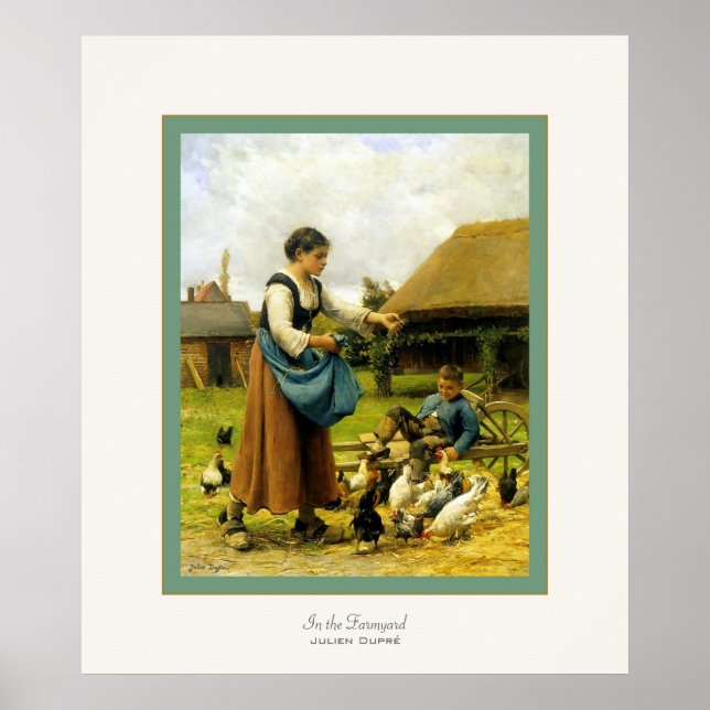På Farmyard ~ Julien Dupré ~ Fine Art Print Poster (Framsidan)