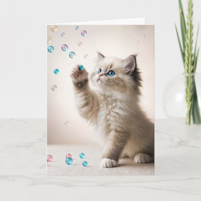 På födelsedagen lekte Ragdoll att spela med bubblo Kort (Framsida)