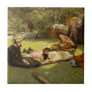 På Fullt Sunlight (En plein soleil) James Tissot Kakelplatta