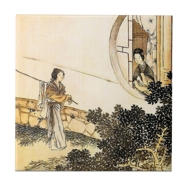 På gamla Japan Kakelplatta (Framsidan)