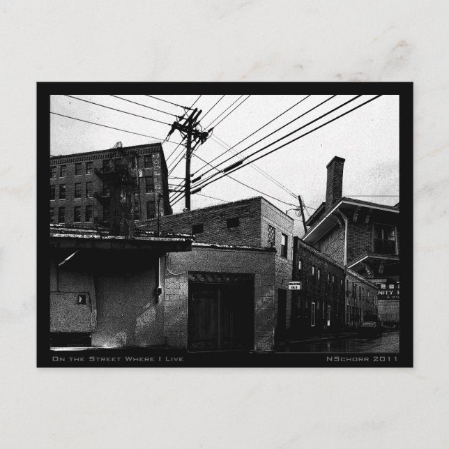 På gatan där jag bor i Urban Digital Collage Vykort (Framsida)