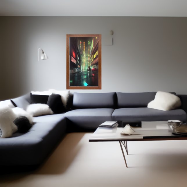 På gatan vid nattdags Poster AI Art (Skapare uppladdad)