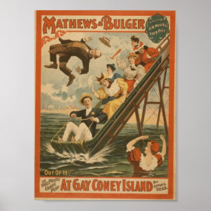 På Gay Coney Island, "Ut ur det!" Retro Theater Poster