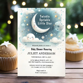 På Glitter Twinkle Twinkle Little Star Baby Shower Inbjudningar