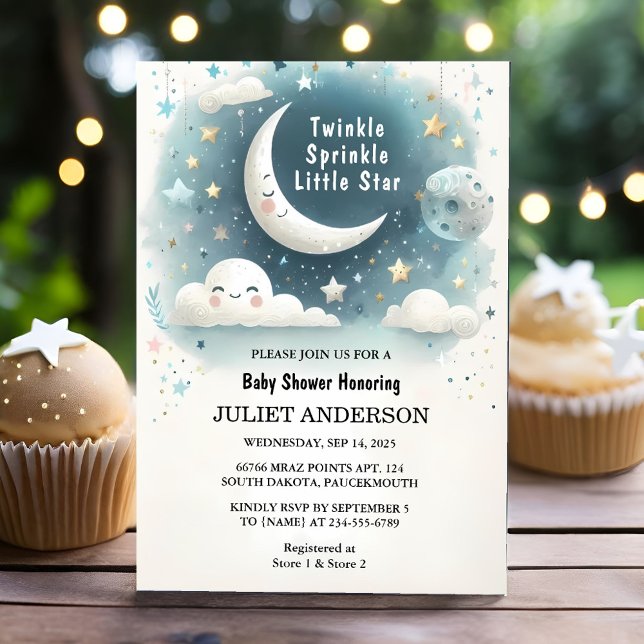 På Glitter Twinkle Twinkle Little Star Baby Shower Inbjudningar (Skapare uppladdad)