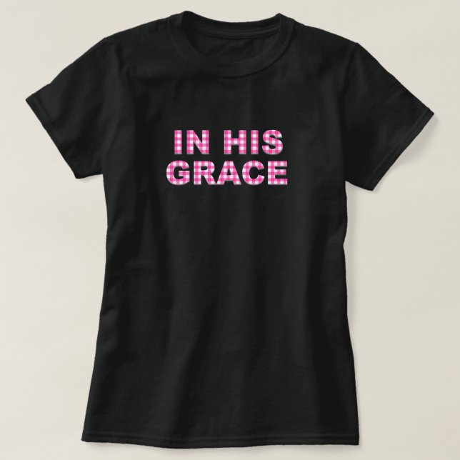 På Grace Rosa & Gingham Play Christian T Shirt (Design framsida)