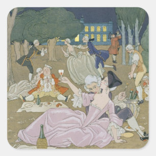 På Gräsmatta, illustration till "Fetes Galantes" a Fyrkantigt Klistermärke