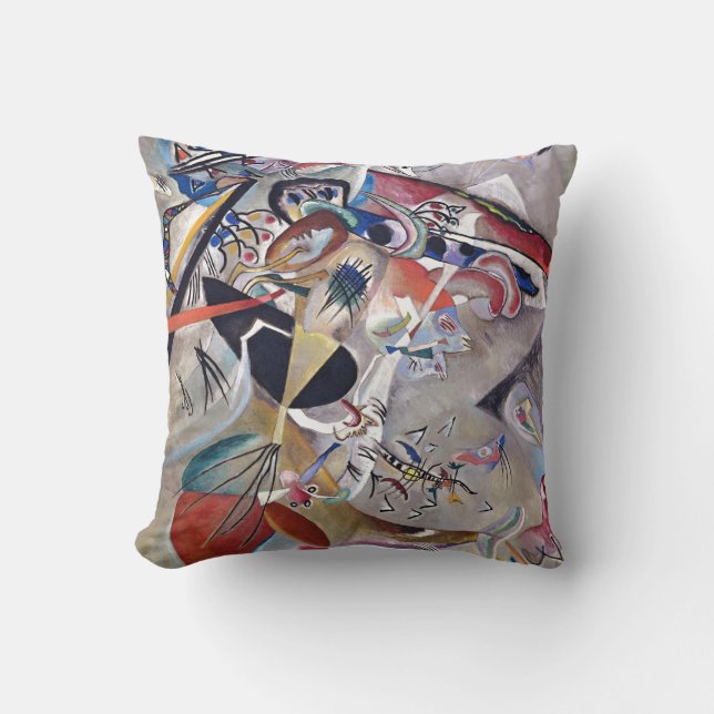 På Grått Kandinsky Modern Abstrakt Artwork Kudde (Framsida)