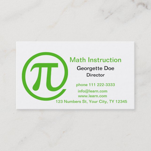 På grönt för Pi Kelly Visitkort (Framsida)