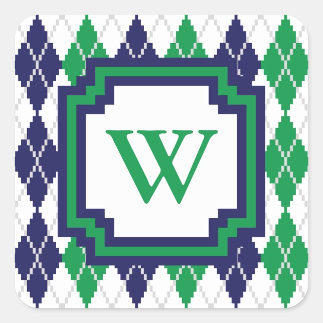 På Grönten Argyle Sticker Fyrkantigt Klistermärke (Framsida)