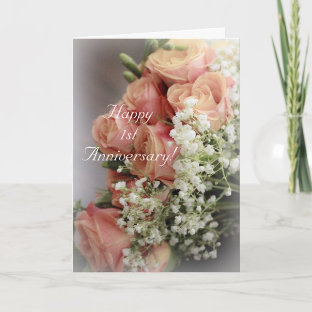 På grund av.... 1-årsjubileum Blomsterdesign Kort (Framsida)