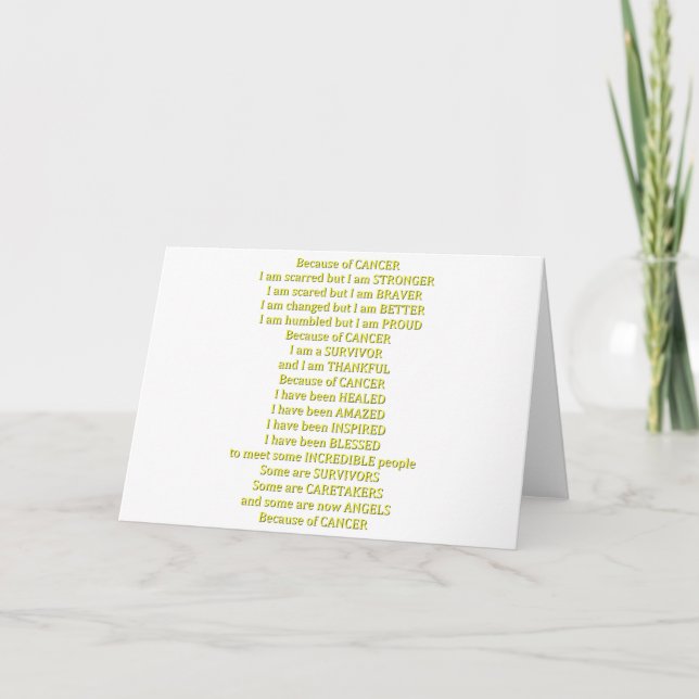På grund av cancer kort (Framsida)