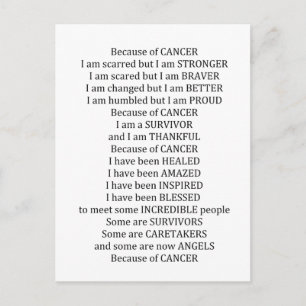 På grund av cancer vykort