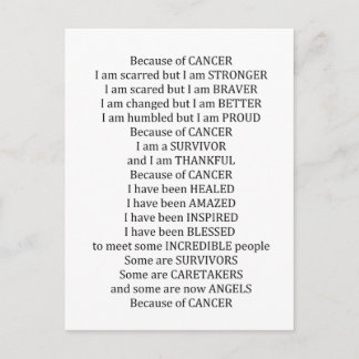 På grund av cancer vykort