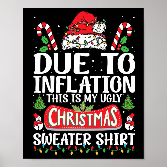 På grund av inflation Ugly jul Sweaters Funny Mana Poster (Framsidan)